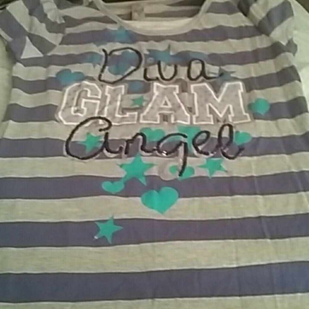 Purple and gray striped t-shirt short sleeve.